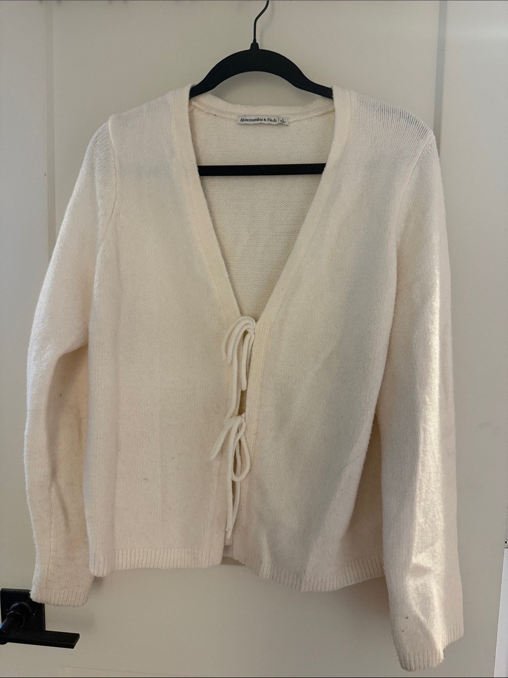 Abercrombie & Fitch Cream Tie-Front Cardigan Sweater